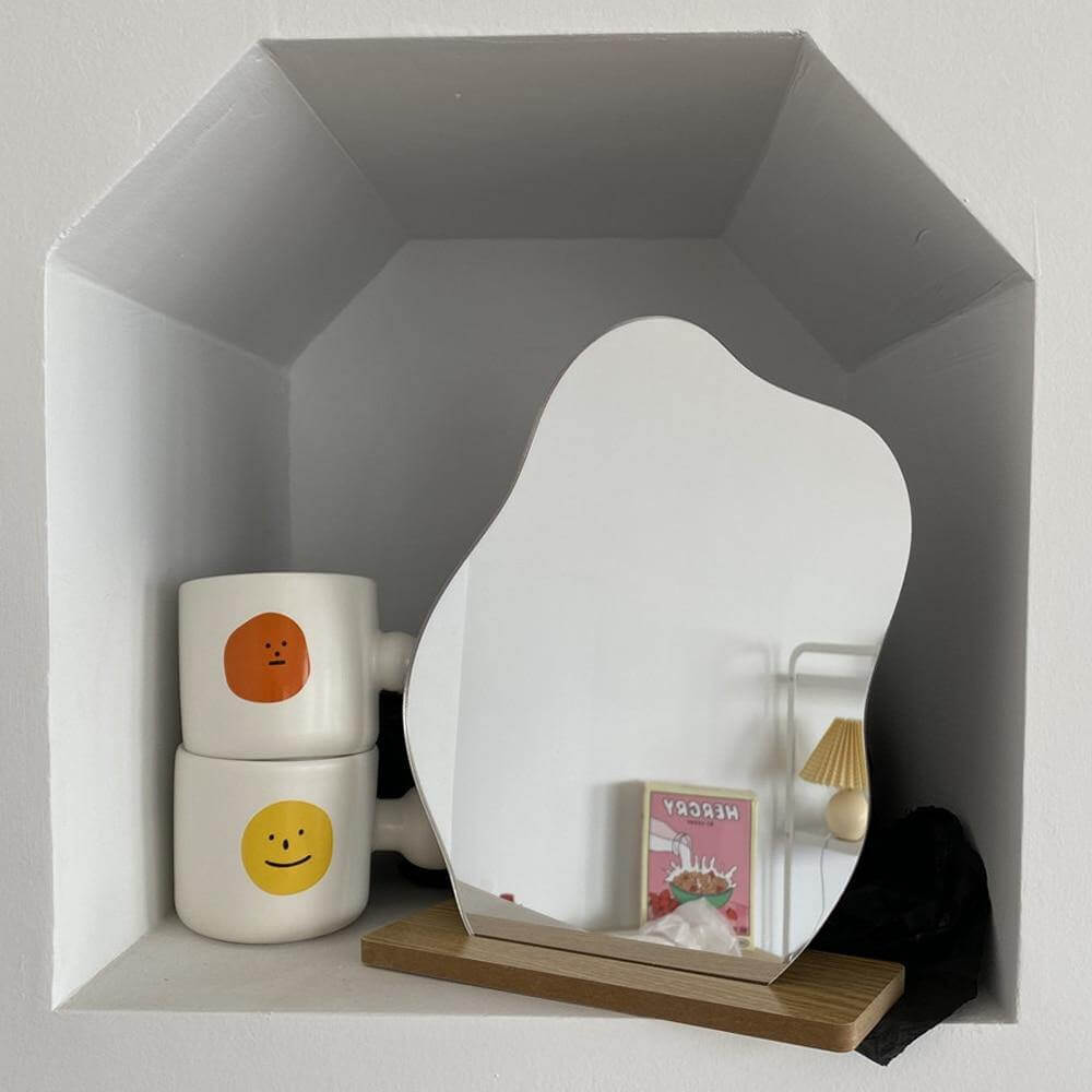 Unique Asian Inspired Wooden Vanity Mirror - Pexav