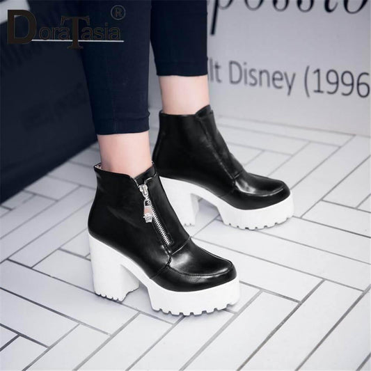 Block High Heel Ankle Boots for Women - Pexav