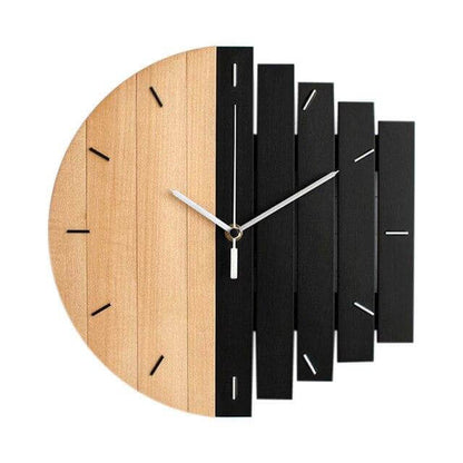 Vintage Split Face Wooden Wall Clock