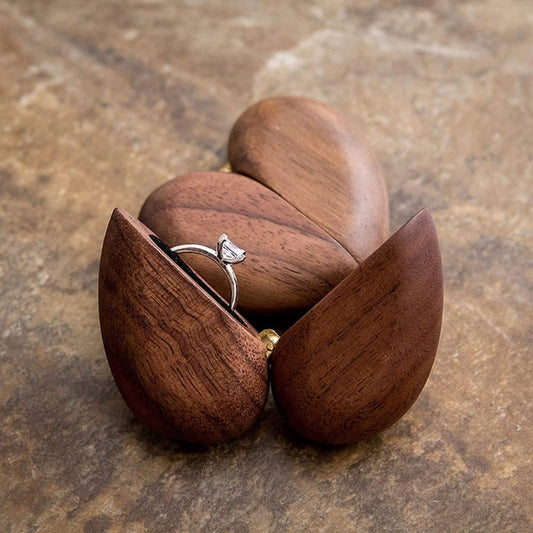 Elegant Wood Engagement Ring Case - Pexav