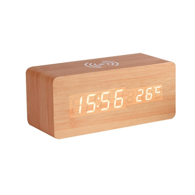 Stylish Wood Smart Charging Clock Radio