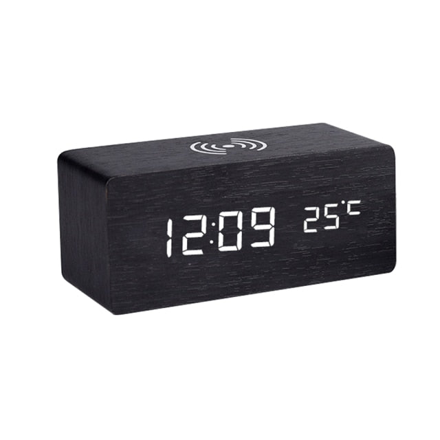 Stylish Wood Smart Charging Clock Radio