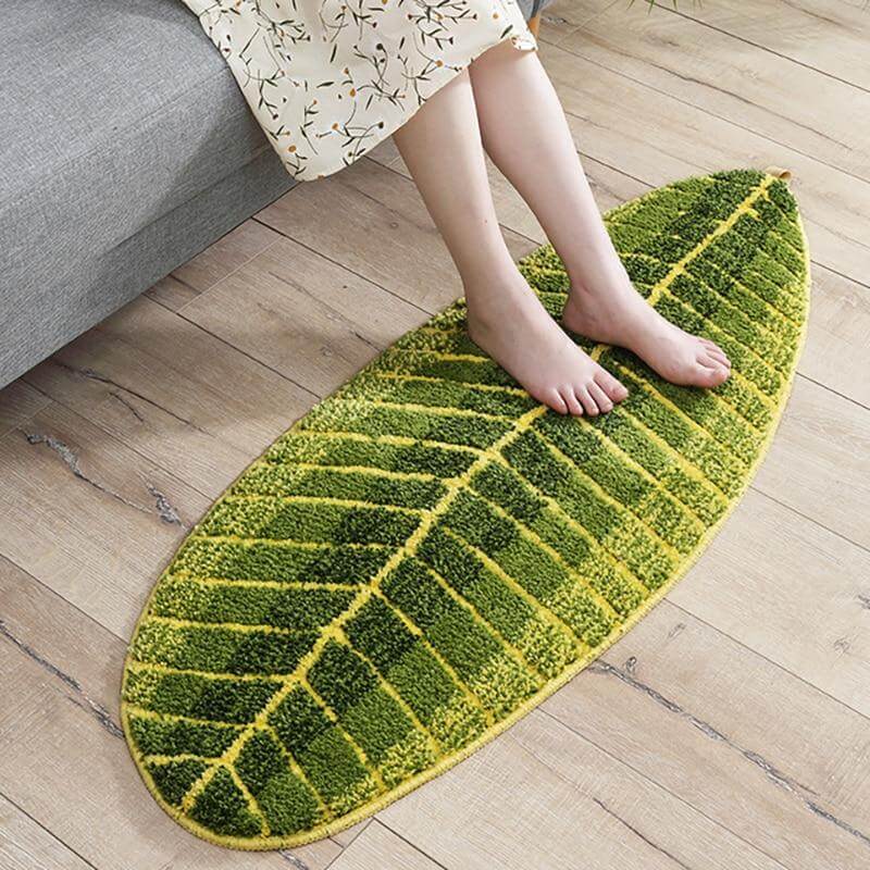 Natural Fiber Leaf Pattern Area Rug - Pexav