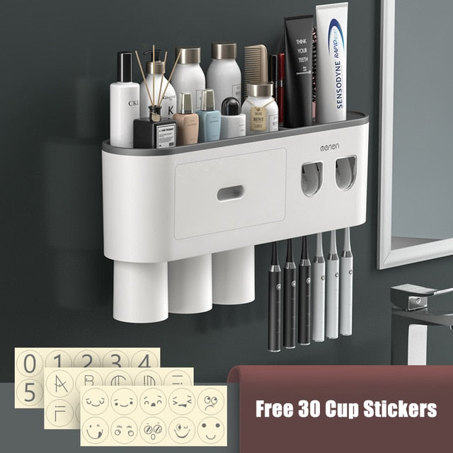 Easy Toothpaste Dispenser Bathroom Holder Rack
