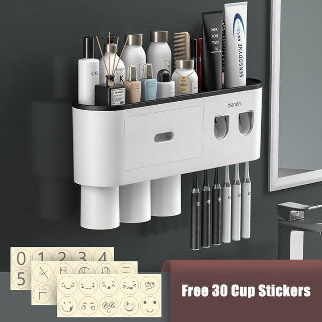 Easy Toothpaste Dispenser Bathroom Holder Rack