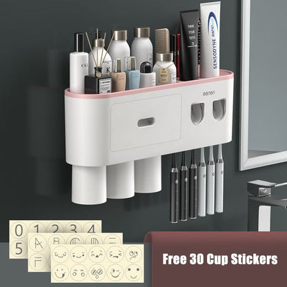 Easy Toothpaste Dispenser Bathroom Holder Rack