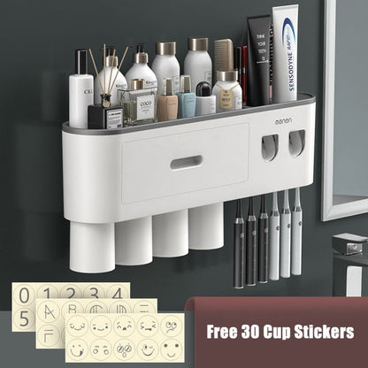 Easy Toothpaste Dispenser Bathroom Holder Rack