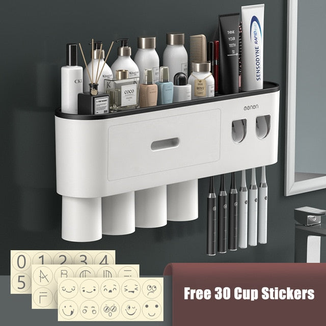 Easy Toothpaste Dispenser Bathroom Holder Rack