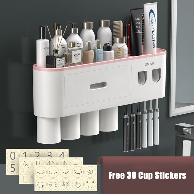 Easy Toothpaste Dispenser Bathroom Holder Rack