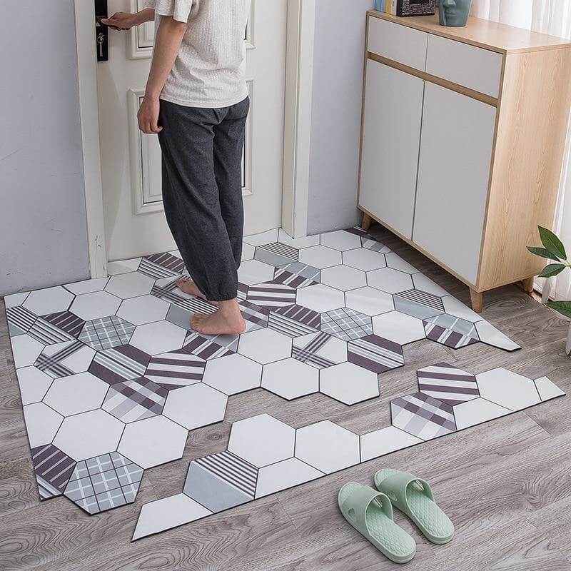 Waterproof Low Profile Modern Hexagon Welcome Mat - Pexav