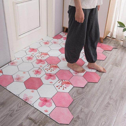 Waterproof Low Profile Modern Hexagon Welcome Mat