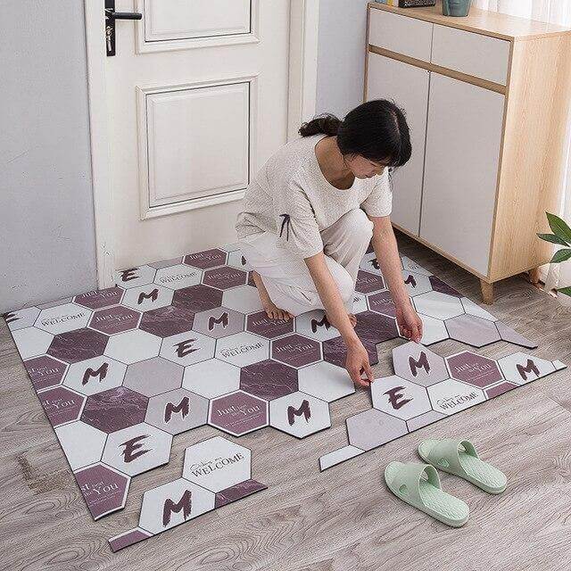 Waterproof Low Profile Modern Hexagon Welcome Mat