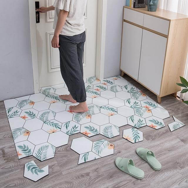 Waterproof Low Profile Modern Hexagon Welcome Mat