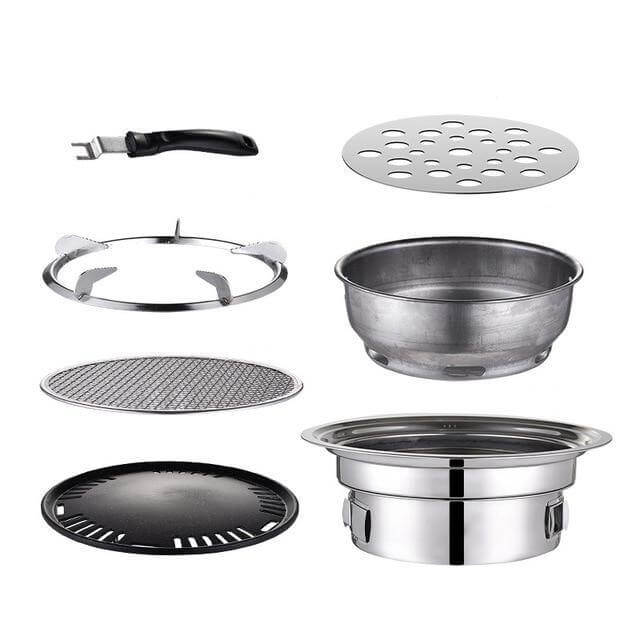 Compact Outdoor BBQ Stainless Steel Grill Set