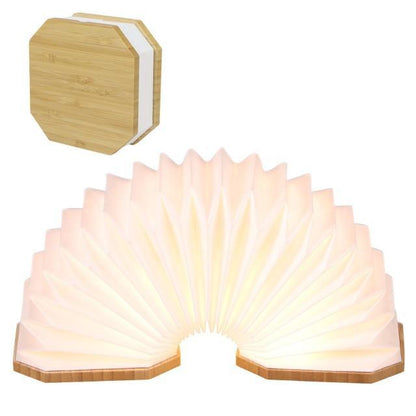 Portable Wooden LED Accordion Table Lamp