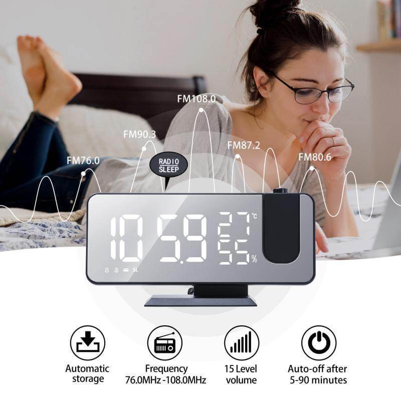 Large Display Projection Alarm Clock - Pexav
