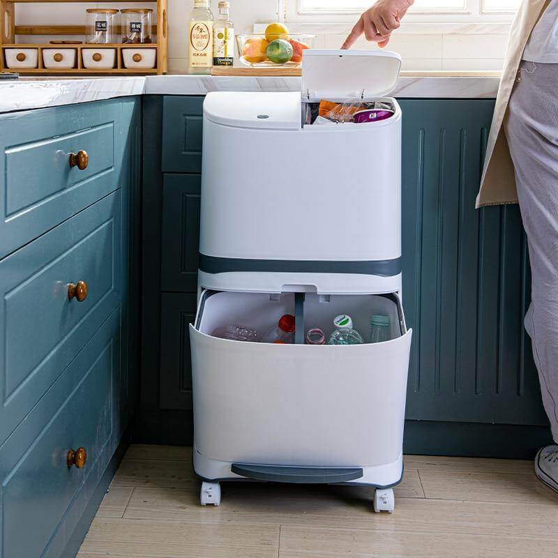 Big 2-Tier Rolling Trash Can - Pexav