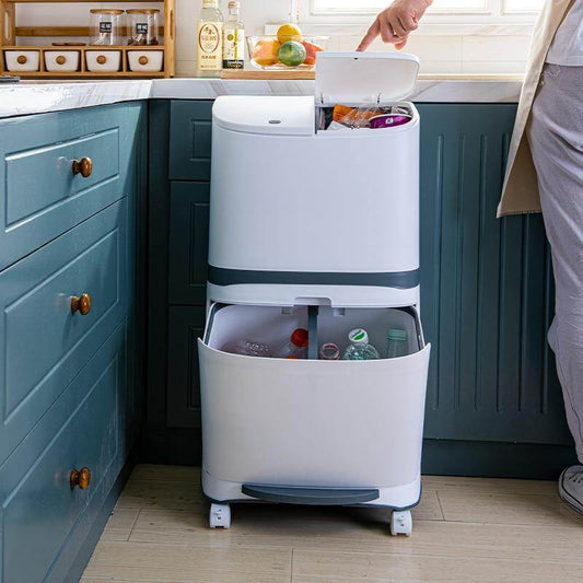 Big 2-Tier Rolling Trash Can - Pexav