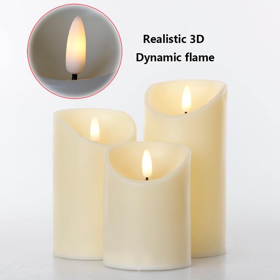 3 Pack Battery Operated Faux Wax Candles - Pexav