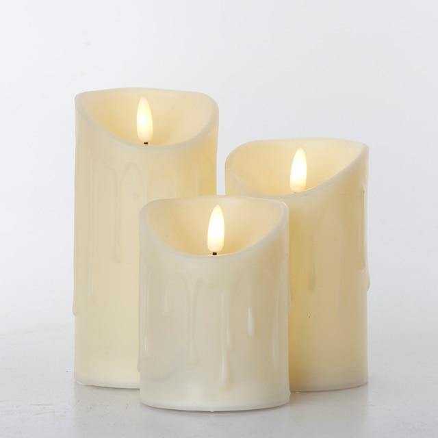 3 Pack Battery Operated Faux Wax Candles