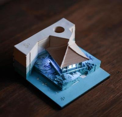 Unique 3D Historic Building Art Paper