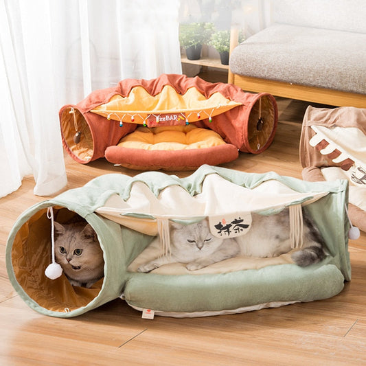 Cozy Plush Kitty Hideaway Bed - Pexav