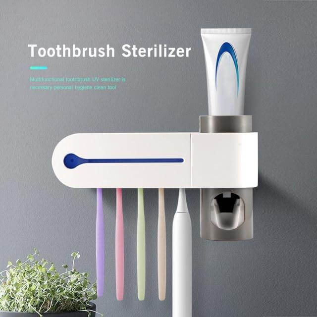 Bathroom Wall Mounted Toothbrush Holder and Sanitizer - Pexav
