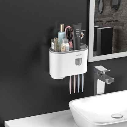 Easy Toothpaste Dispenser Bathroom Holder Rack