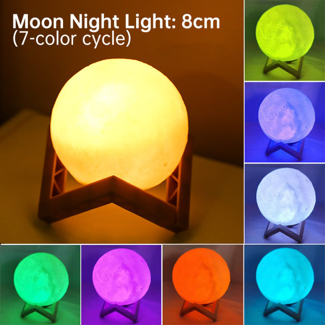 Colorful LED Sensor Nightlight Rechargeable Moon Lamp