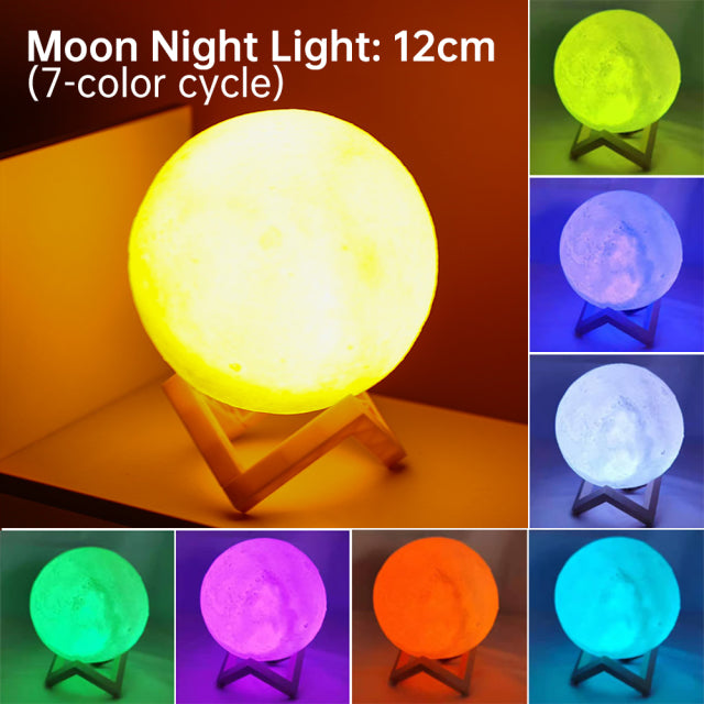 Colorful LED Sensor Nightlight Rechargeable Moon Lamp