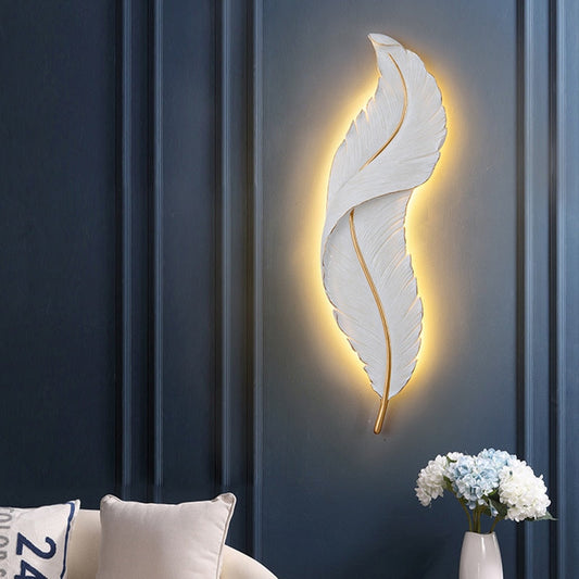 Chic White Feather LED Sconce Lamp - Pexav