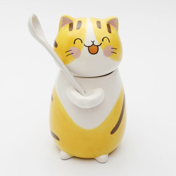 Adorable Kitty Ceramic Coffee Mug Set