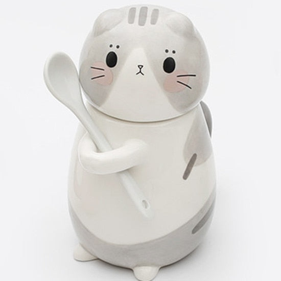 Adorable Kitty Ceramic Coffee Mug Set