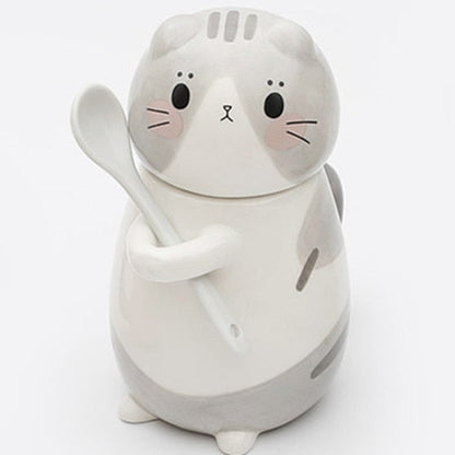 Adorable Kitty Ceramic Coffee Mug Set