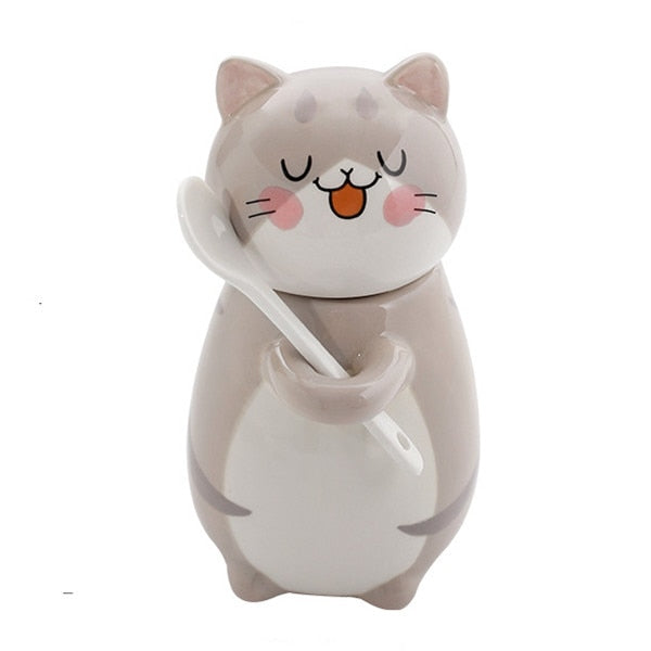 Adorable Kitty Ceramic Coffee Mug Set