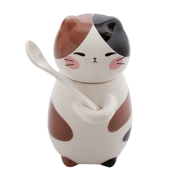 Adorable Kitty Ceramic Coffee Mug Set
