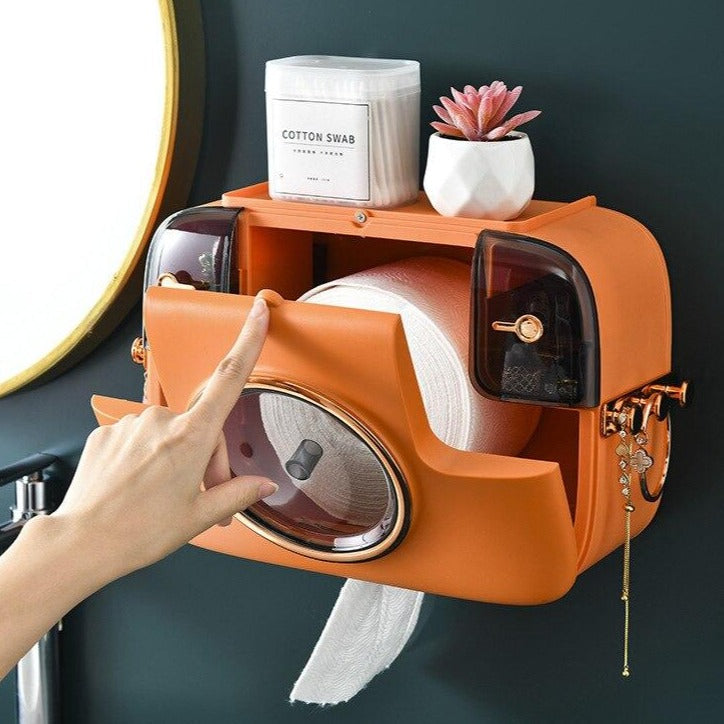 Stylish Bathroom Tissue Holder with Camera Design - Pexav