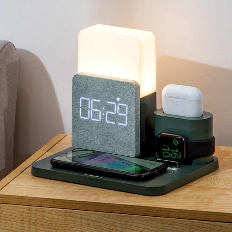 Smart LED Clock Wireless Charging Table Lamp - Pexav