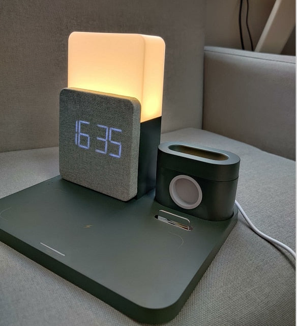 Smart LED Clock Wireless Charging Table Lamp