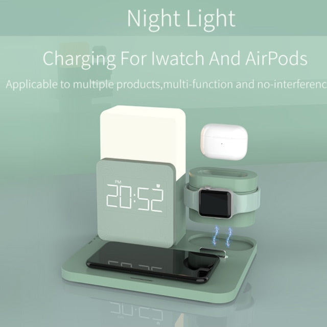 Smart LED Clock Wireless Charging Table Lamp