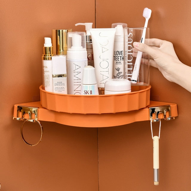 Space-Saving White Bathroom Corner Shelf Unit