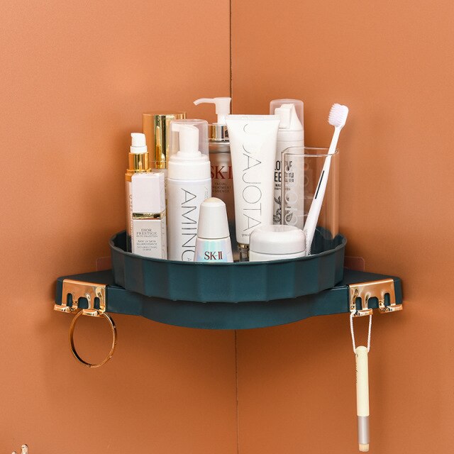 Space-Saving White Bathroom Corner Shelf Unit