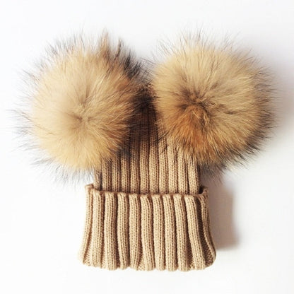 Soft Baby Girls Raccoon Fur Beanie Hat