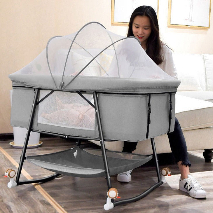 Safe Portable Foldable Baby Crib with Mosquito Net - Pexav