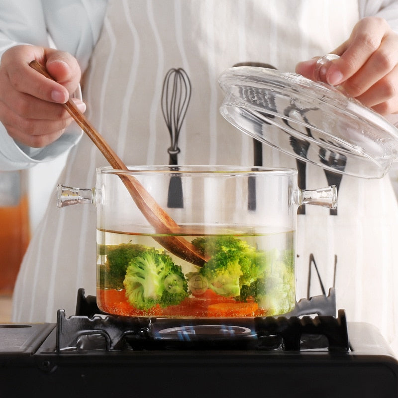 Clear Borosilicate Glass Cooking Pot - Pexav