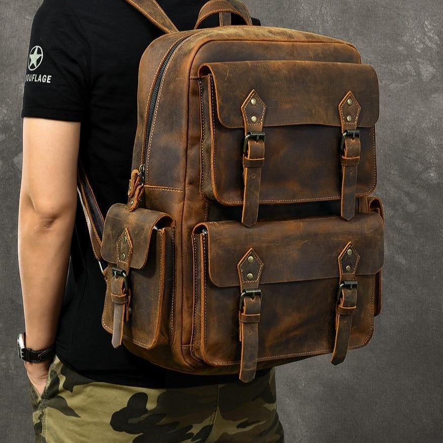 Big Space Vintage Style Men's Hiking Backpack - Pexav