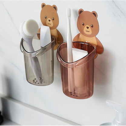 Adhesive Bear Bathroom Toothbrush Holder - Pexav