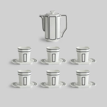 Traditional Asian Design Ceramic Coffee Mug Set