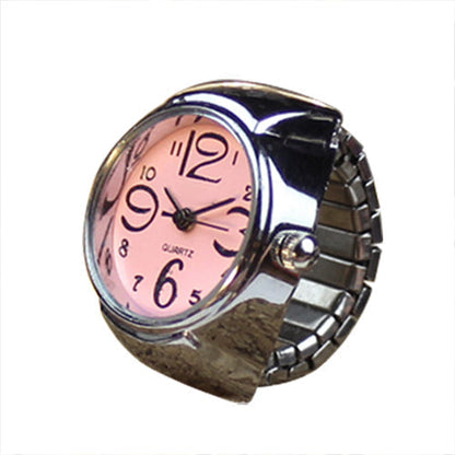 Unique Silver Tone Quartz Watch Ring