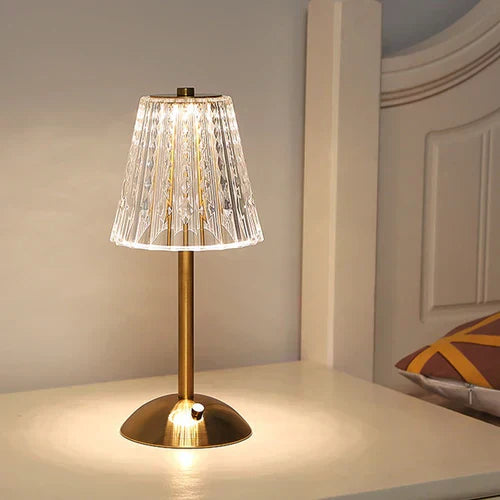 Luxurious Glass Table Lamp with Sparkling Crystal Shade